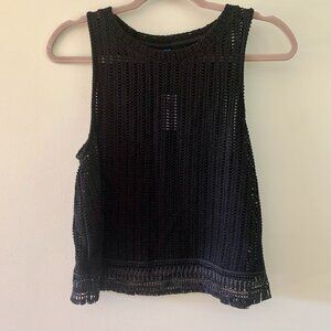 NWT Old Navy Black Crochet Tank Top with Fringed Hem Size Medium